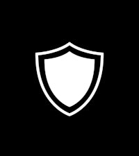 a shield icon on a black background